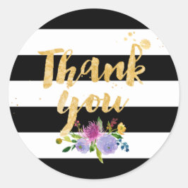 PixDezine waterverf bloemenstrepen Ronde Sticker