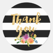 PixDezine waterverf bloemenstrepen Ronde Sticker (Voorkant)