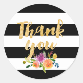 PixDezine waterverf bloemenstrepen Ronde Sticker