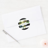 PixDezine waterverf bloemenstrepen Ronde Sticker (Envelop)