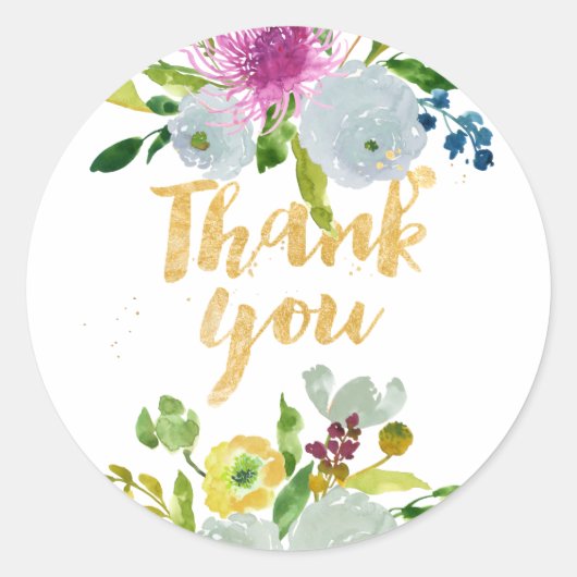 PixDezine waterverf bloemig/groen ranunculus Ronde Sticker (Voorkant)