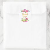 PixDezine waterverf bloemig/roze ranunculus Ronde Sticker (Tas)