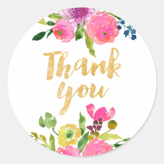 PixDezine waterverf bloemig/roze ranunculus Ronde Sticker (Voorkant)