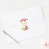 PixDezine waterverf bloemig/roze ranunculus Ronde Sticker (Envelop)