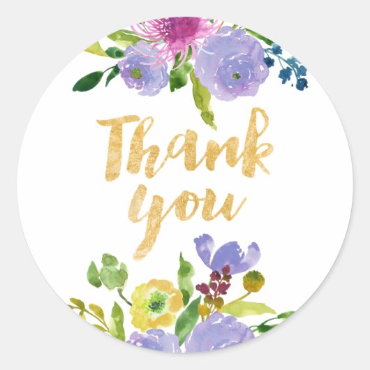 PixDezine waterverf florale/munt ranunculus Ronde Sticker (Voorkant)