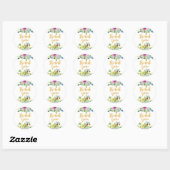 PixDezine waterverf florale/munt ranunculus Ronde Sticker (Vel)