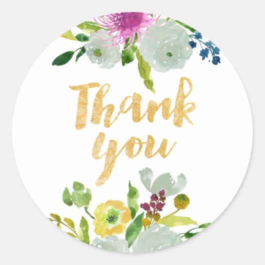 PixDezine waterverf florale/munt ranunculus Ronde Sticker (Voorkant)