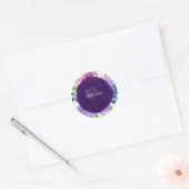 PixDezine waterverf florale/paarse ranunculus Ronde Sticker (Envelop)