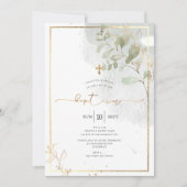 PixDezine Waterverf Groen Goud Doop Kaart (Voorkant)
