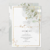 PixDezine Waterverf Groen Goud Doop Kaart (Voorkant / Achterkant)