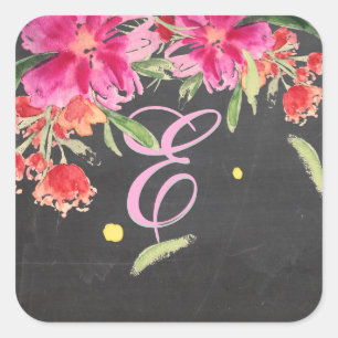 PixDezine waterverf kan bloeien / doe-het-zelf tri Vierkante Sticker