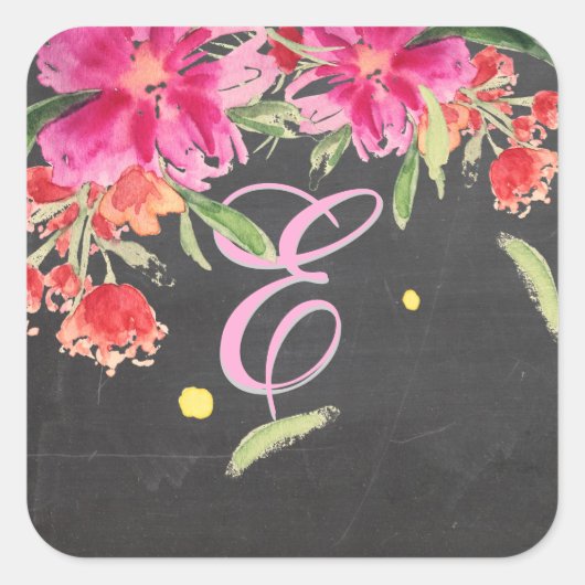 PixDezine waterverf kan bloeien / doe-het-zelf tri Vierkante Sticker (Voorkant)