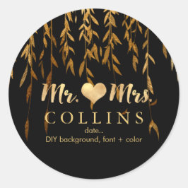 PixDezine Willow Leaves/Faux Gold/DIY achtergrond Ronde Sticker