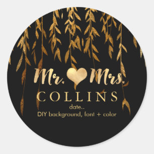 PixDezine Willow Leaves/Faux Gold/DIY achtergrond Ronde Sticker