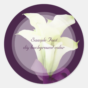 PixDezine witte calla lelie/DIY achtergrondkleur Ronde Sticker
