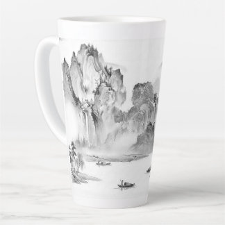 PixDezine Zwarte Chinoiserie Valley Life Landschap Latte Mok