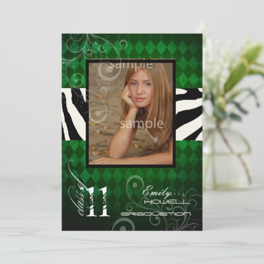 PixDezines 2011 Afstuderen, Emerald Harlequin Kaart (Staand voorkant)