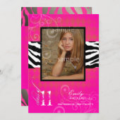 PixDezines 2011 Afstuderen, Hot-Pink Harlequin Kaart (Voorkant / Achterkant)