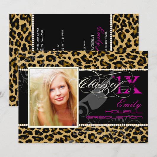 PixDezines 2012 Afstudeerders, cheetah print/diy k Kaart (Voorkant / Achterkant)