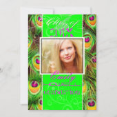 PixDezines 2012 Afstudeerders, neongroene pauw Kaart (Voorkant)