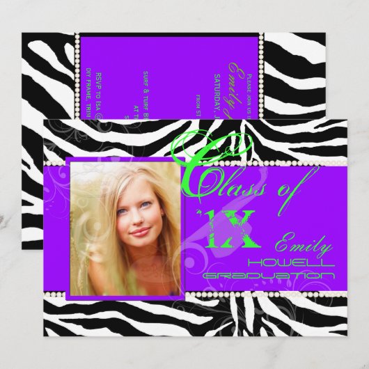 PixDezines 2012 Afstudeerders, zebraafdruk/dij kle Kaart (Voorkant / Achterkant)