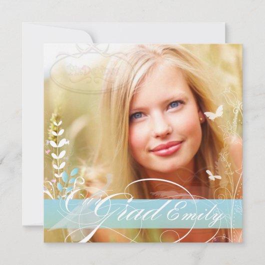 PixDezines 2012 Graduatie Foto+diy bloesems Kaart (Voorkant)