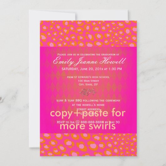 PixDezines 2012 graduatie/leopard/diy background Kaart (Achterkant)