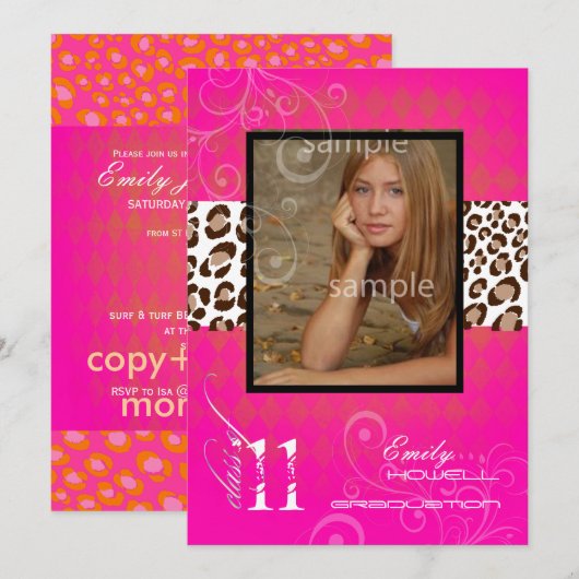 PixDezines 2012 graduatie/leopard/diy background Kaart (Voorkant / Achterkant)