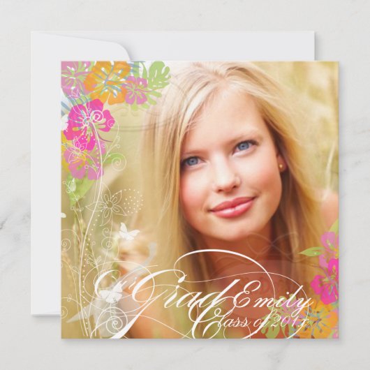 PixDezines 2012 Graduation Photo+hibiscus Kaart (Voorkant)