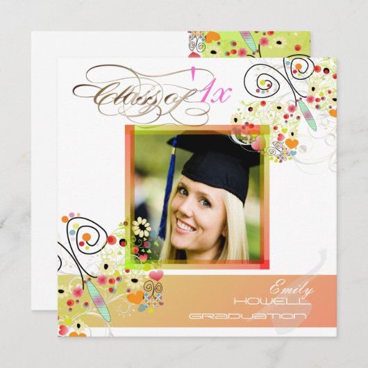 PixDezines 2012 Graduation Photo Invitations Kaart (Voorkant / Achterkant)