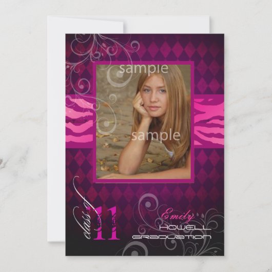 PixDezines 2012 Graduation, Zebra Print+Harlequin Kaart (Voorkant)