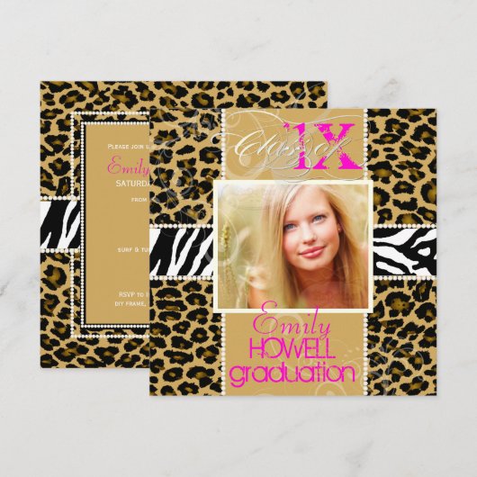 PixDezines 2013 Afstudeerders, cheetah print/diy k Kaart (Voorkant / Achterkant)