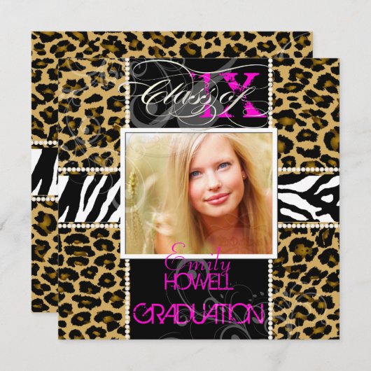 PixDezines 2013 Afstudeerders, cheetah+zebra/diy k Kaart (Voorkant / Achterkant)