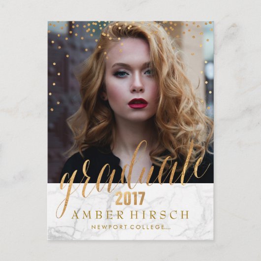PixDezines 2017 Afstuderen foto's/Faux Metallic Go Aankondigingskaart (Voorkant)