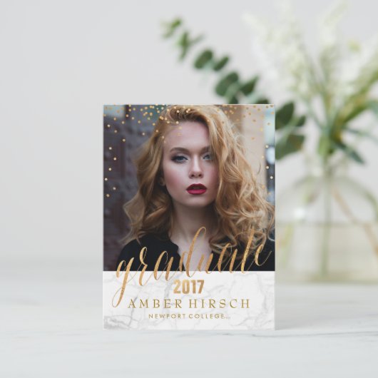 PixDezines 2017 Afstuderen foto's/Faux Metallic Go Aankondigingskaart (Staand voorkant)