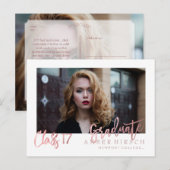 PixDezines 2017 Afstuderen Foto's/Faux Roos Gold Uitnodiging Briefkaart (Voorkant / Achterkant)