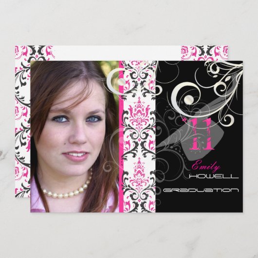 PixDezines 201x Afstuderen, Rossi Damask Kaart (Voorkant / Achterkant)