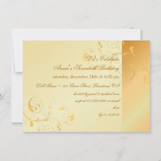 PixDezines 70 Birthday/Filigree Swirls/DIY Event Kaart (Achterkant)