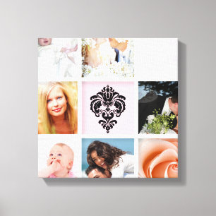 PixDezines 9-foto op canvas, wit framesjabloon Canvas Afdruk