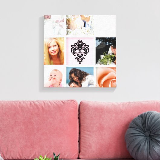 PixDezines 9-foto op doek, wit Lijst Sjabloon Canvas Afdruk (Insitu (Woonkamer))