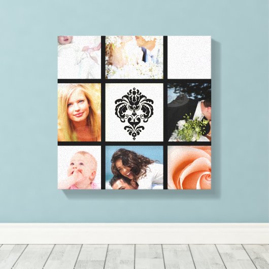 PixDezines 9-foto op doek, zwart Lijst Sjabloon Canvas Afdruk (Insitu (Houten vloer))