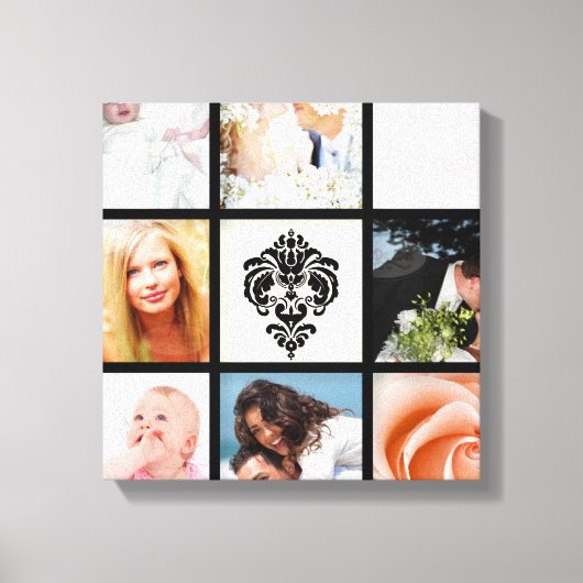 PixDezines 9-foto op doek, zwart Lijst Sjabloon Canvas Afdruk (Voorkant)