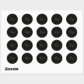 PixDezines A-Z Monogram Faux Gold Calligrafie Ronde Sticker (Vel)