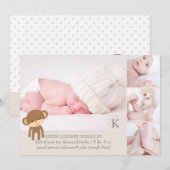 PixDezines aap foto's geboorte aankondiging (Voorkant / Achterkant)