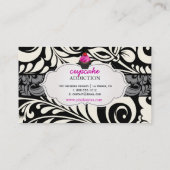 PixDezines aardbei wervelt cupcake + damask Visitekaartje (Achterkant)