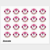 PixDezines aardbeien wervelingen cupcake/DIY kleur Ronde Sticker (Vel)