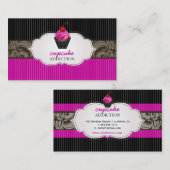 PixDezines aardbeien wervelingen cupcake + pinstri Visitekaartje (Voorkant / Achterkant)