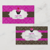 PixDezines aardbeien wervelingen cupcake + pinstri Visitekaartje (Voorkant / Achterkant)