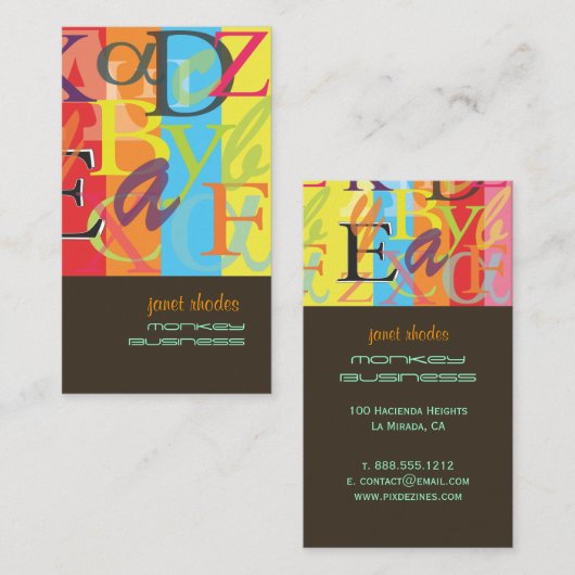 PixDezines ABC, Griekse Alpha Visitekaartje (Voorkant / Achterkant)