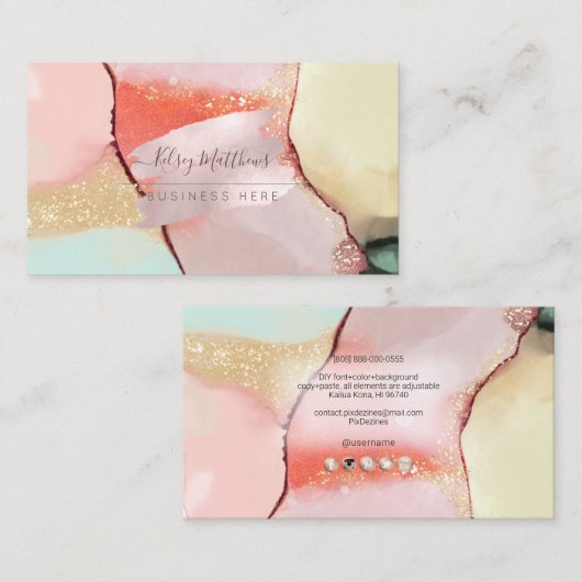 PixDezines Abstract Alcohol n Ink Visitekaartje (Voorkant / Achterkant)